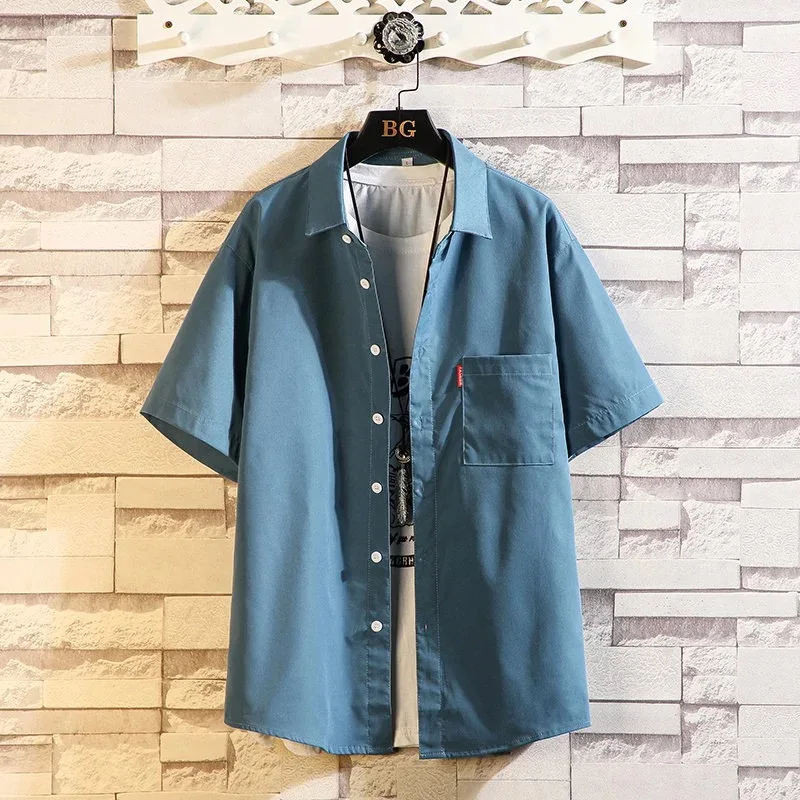 

Blue Ice Silk Thin ort Sve irt Men's Summer New Sle Formal irt No Ironing Pure Color irt Cool Feeling Spring Wear