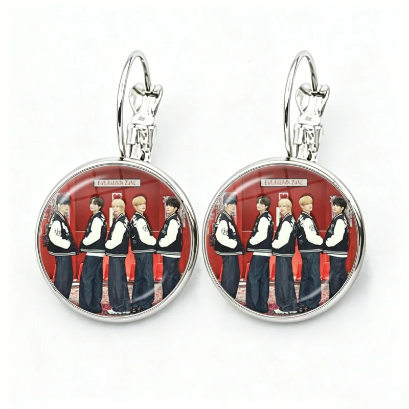 The Star Chapter Album Cover Glass Cabochon Funny Boys Band TXT French Hook Earrings Drop Earrings Jewelry Accessories Gifts