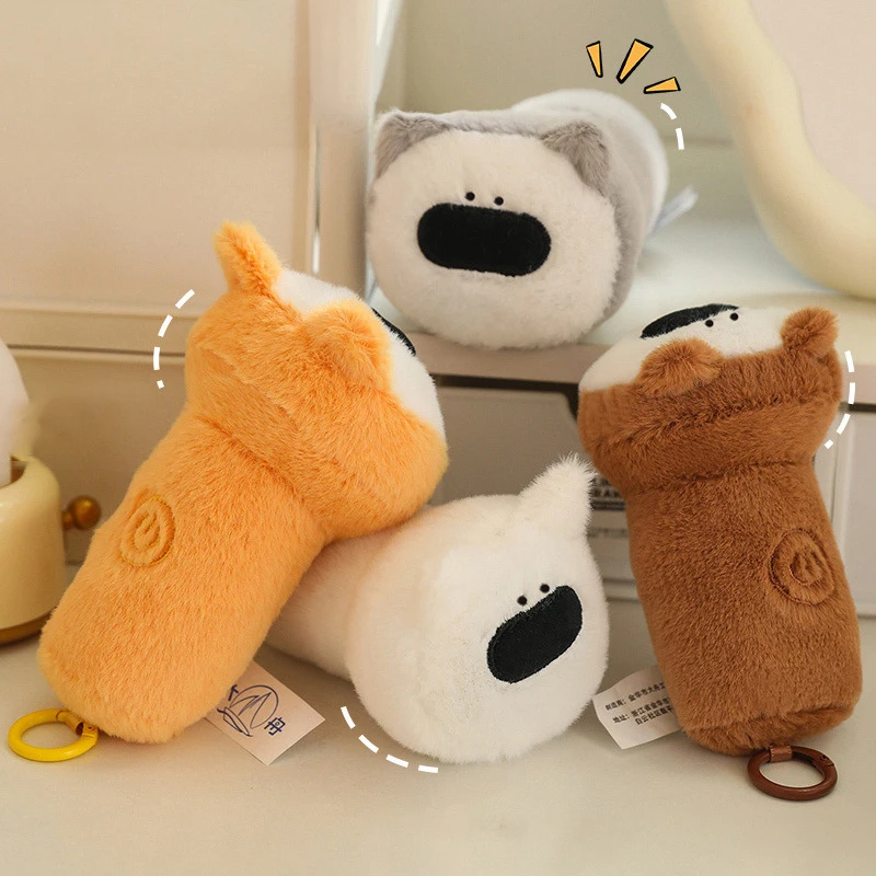 Luminous Plush Puppy Shaped Glowing Toy Keychain Flashlight Design Cute Animal Light-Up Keyring Children Sleep Soothing Doll