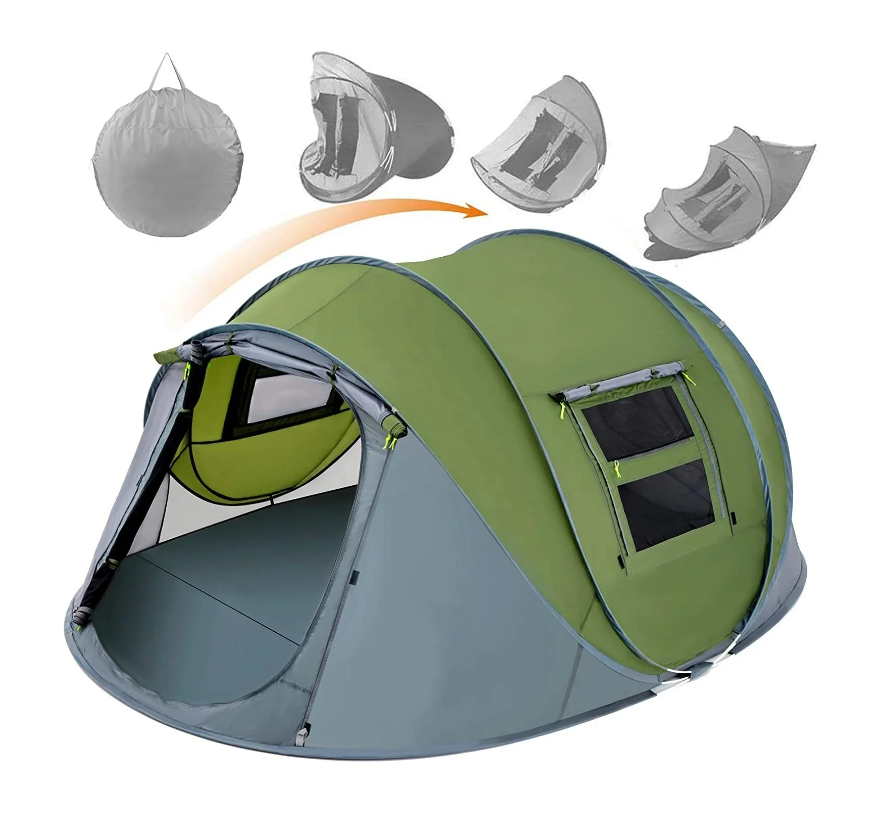 4 Person Easy Pop Up Tent Waterproof Automatic Setup 2 Doors-Instant Family Tents for Camping Hiking & Traveling