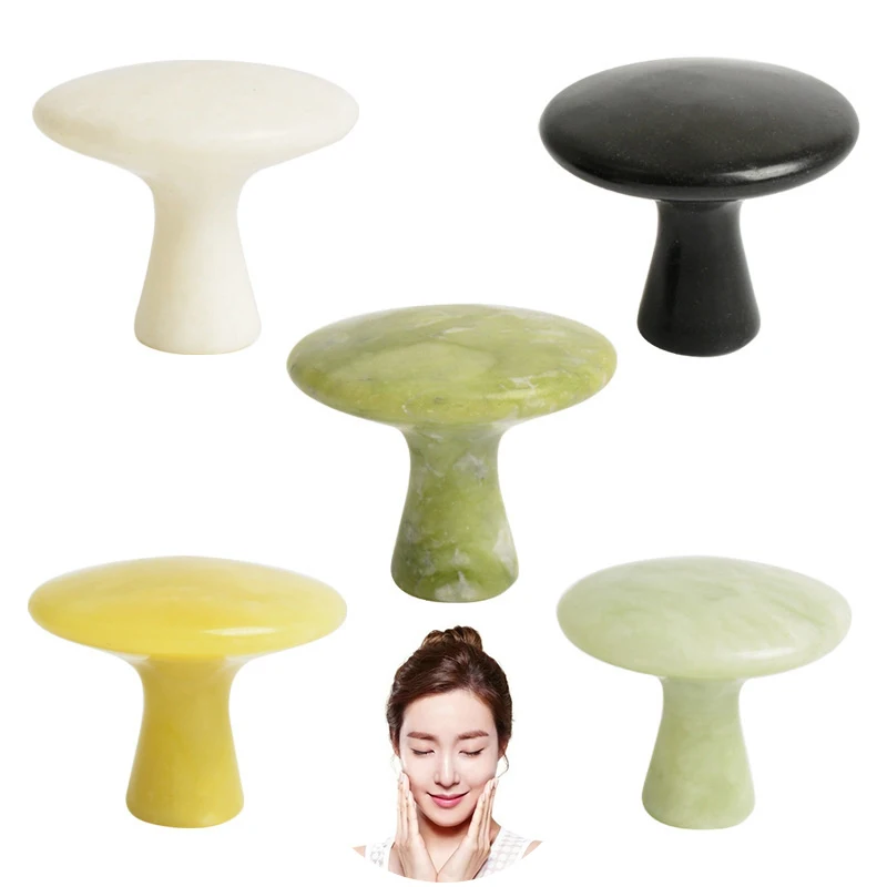 Portable Large Natural Mushroom Stone Massage Facial Beauty Cold Hot Compress Energy With Handle Manual Polishing Scraping Board