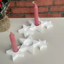 Pentagram Candle Holder Silicone Mold Plaster Drip Mold Holiday Atmosphere Decoration Tea Light Candlestick Holder Silicone Mold