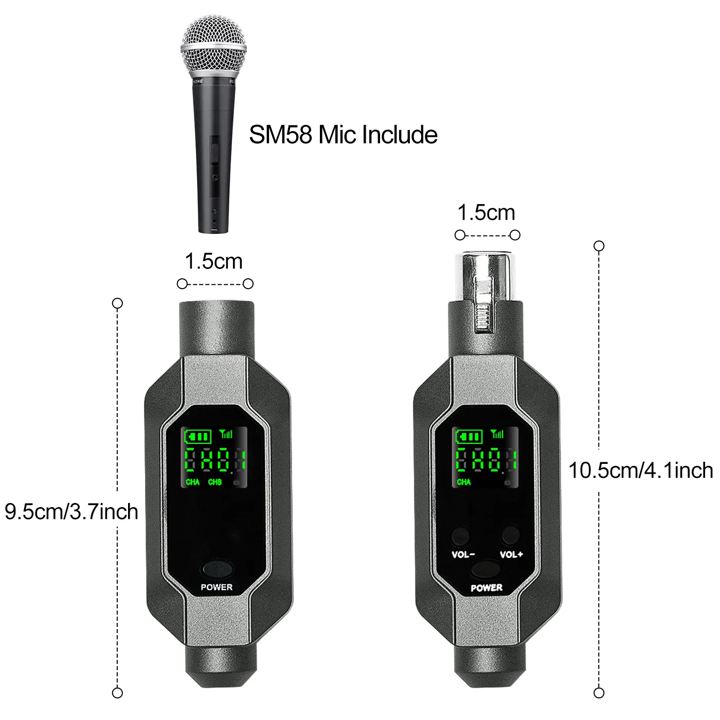 Dynamic Microphone with Rechargeable XLR Transmitter and Receiver System Compatible with Audio Mixer microphone  included