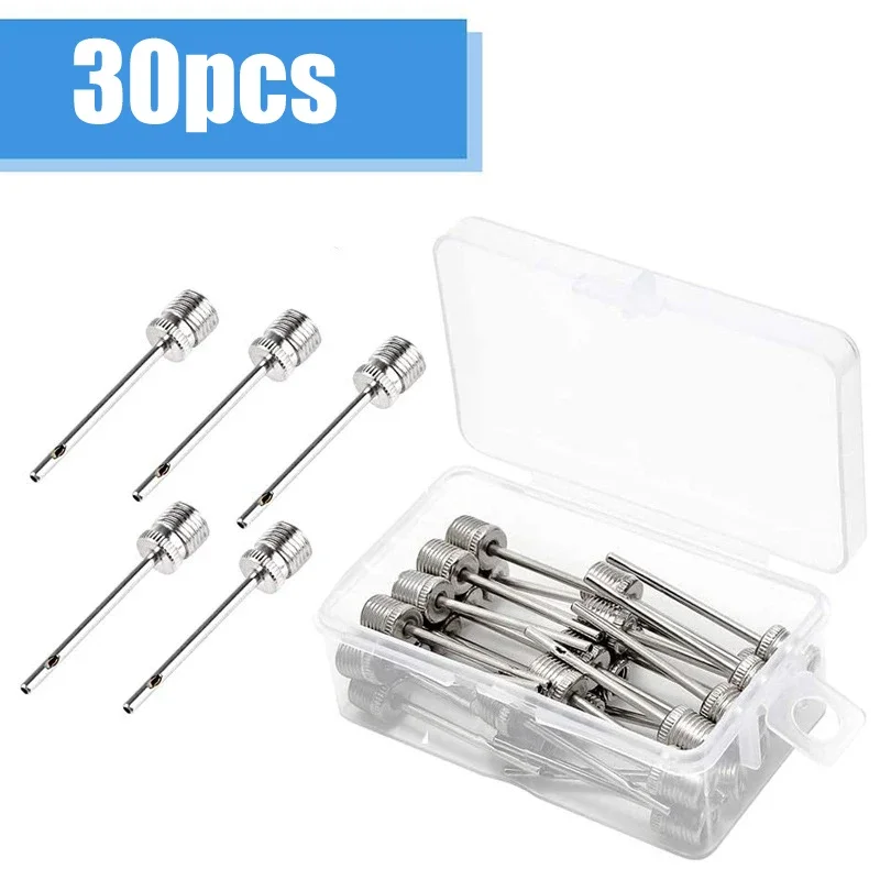 30pcs Sport Ball Inflating Pump Needle for Football Basketball Soccer Inflatable Air Valve Adaptor Stainless Steel Pump Pin