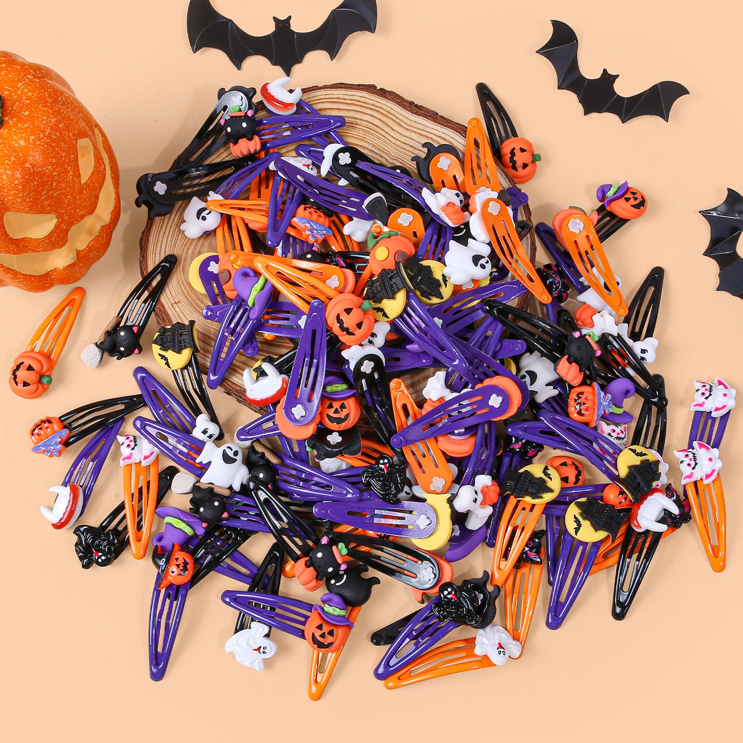 20/30/40pcs Random Colors Castle Magic Hat Ghost Face Pumpkin BB Clip For Girls Kid Fashion Hair Clip Halloween Hair Accessories