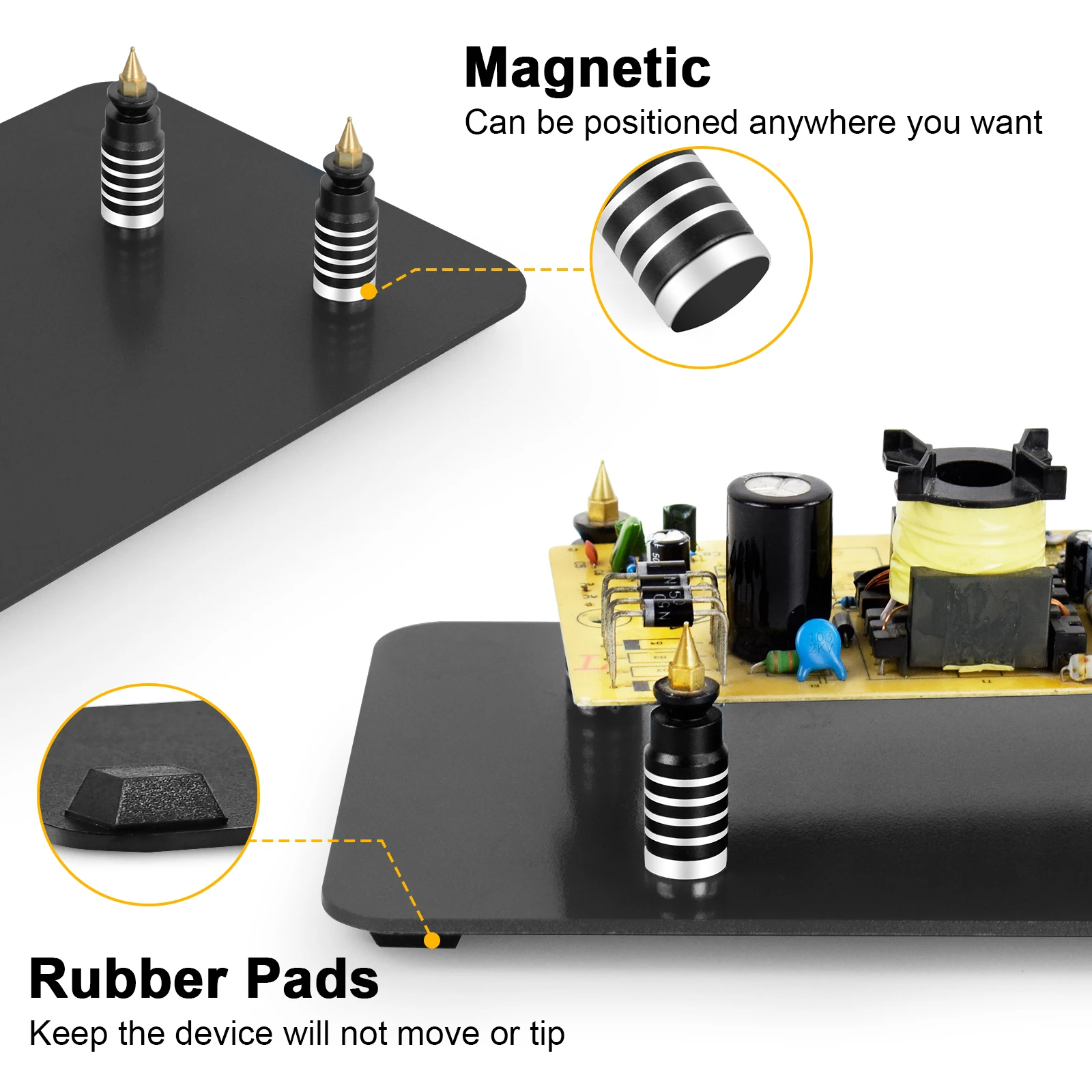 Magnetic Helping Hands Soldering Station with 3X LED Magnifying Lamp 4 PCB Circuit Board Holder 4 Flexible Magnetic Helping Hand