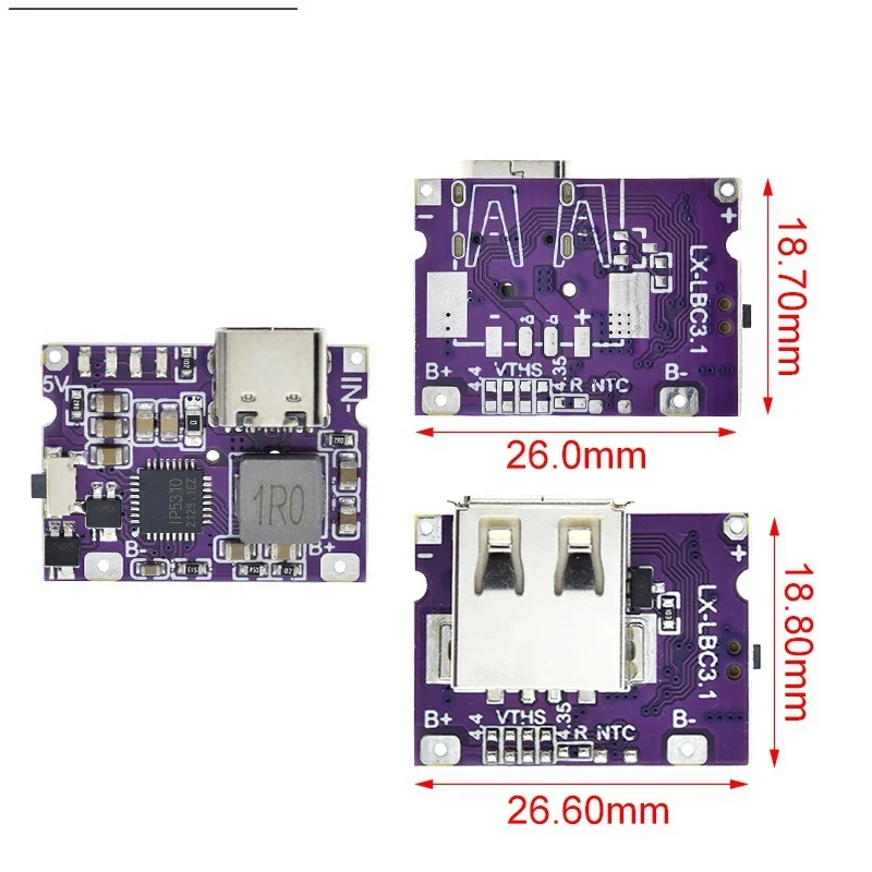 Type-C USB 5V 3.1A Boost Converter Step-Up Power Module IP5310 Mobile Power Bank Accessories With Switch LED Indicator