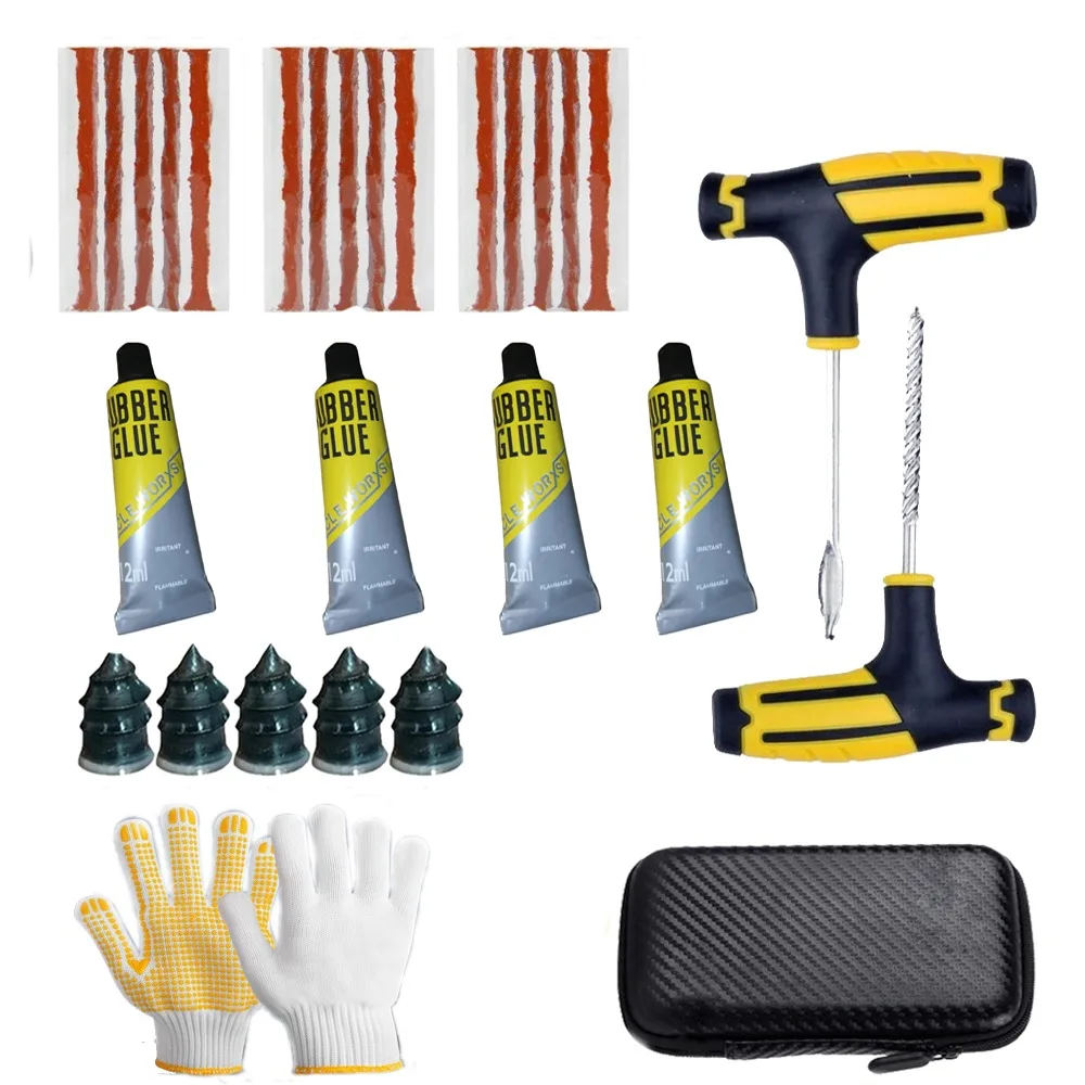 26/31/33pcs Motorcycle Tire Repair Kit Puncture Plug Tools for Car Tire Strips Stirring Glue Repair Tool Kit Car Accessorie
