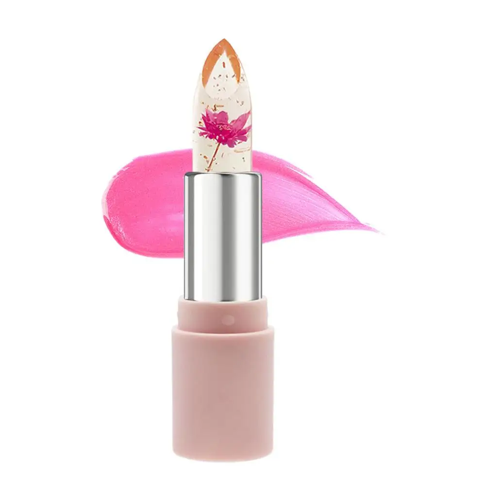 Lápiz labial de gelatina de flores de 6 colores, bálsamo labial activado por temperatura para una humedad de larga duración y nutritiva, cambia de Color Effe Q9G0