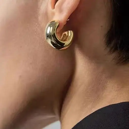 

Jenny&dave 925 Silver Needle Earrings In Gold And Silver Sizes, Wide Face Jewelry Earrings Women's Earrings Ear Cuffs