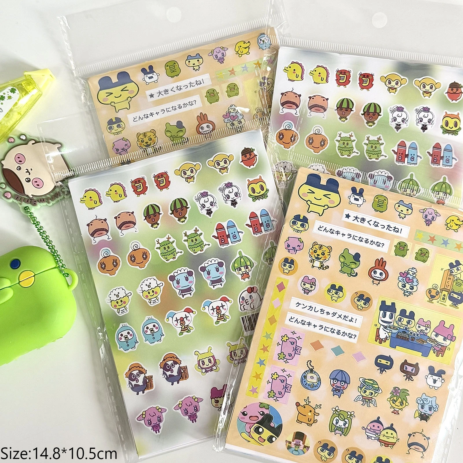 8pcs Tamagotchi Cut Stickers Dream City & Tamagotchi Town Healing Waterproof Decals DIY Materials for Phone Case Packaging Decor