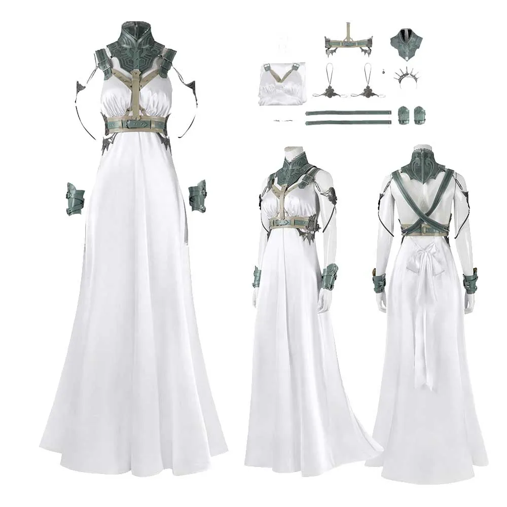 Fantasy Female Tifa Aerith Yuffie Cosplay Saucer Costume Halloween Party Suit Game FF7 Stage Show Gown Roleplay Battle Dress