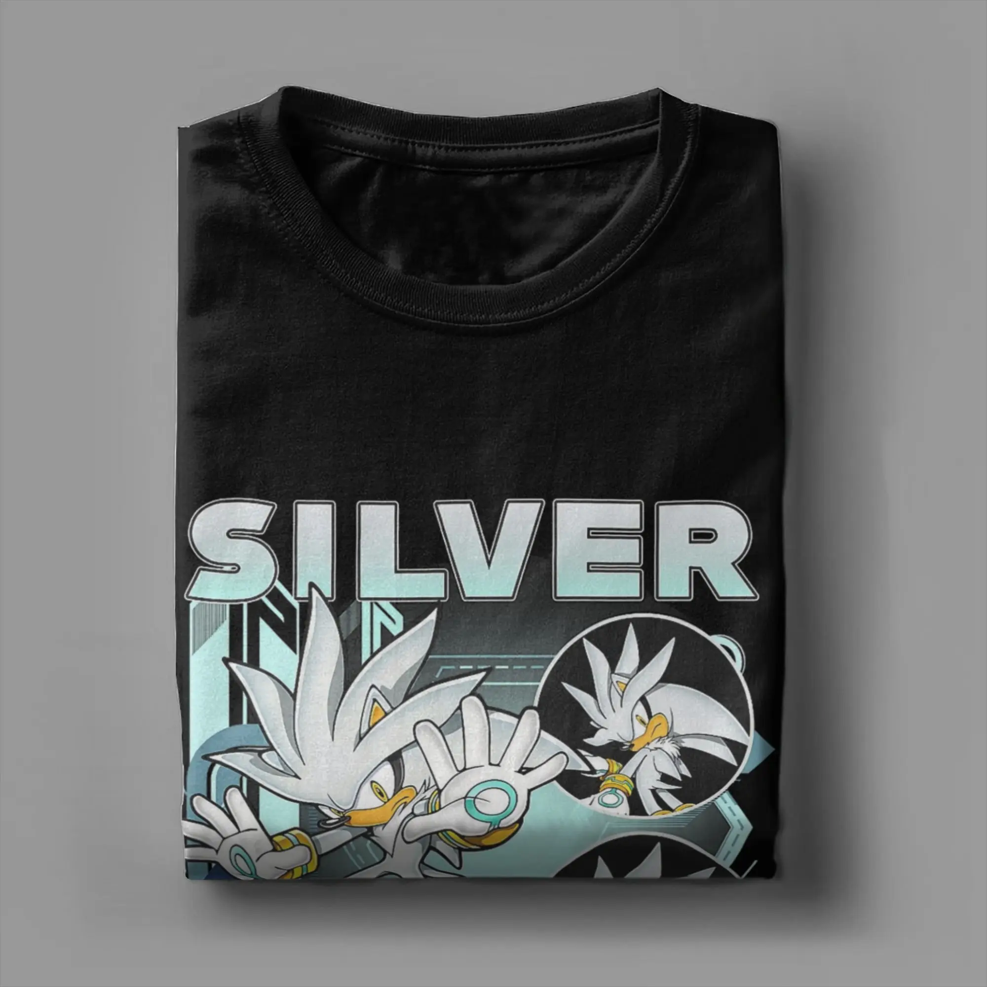 Funny Silver Shadow The Hedgehogs T-Shirts for Men Round Neck Cotton T Shirts  Short Sleeve Tees Summer Clothes view 4