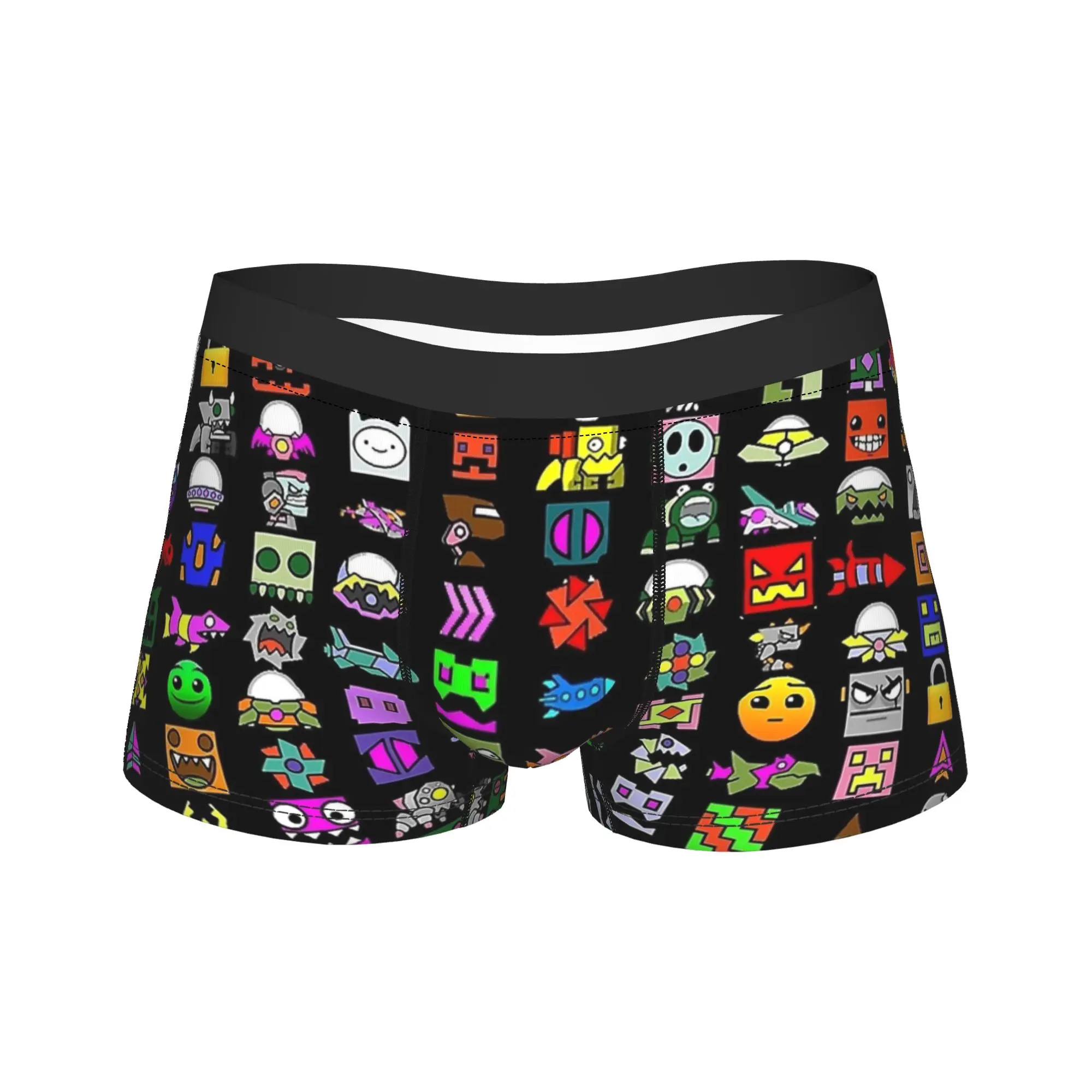 Men Geometrys Dashs Game Long Underwear  Novelty Boxer Briefs Shorts Panties Male Breathable Underpants Plus Size