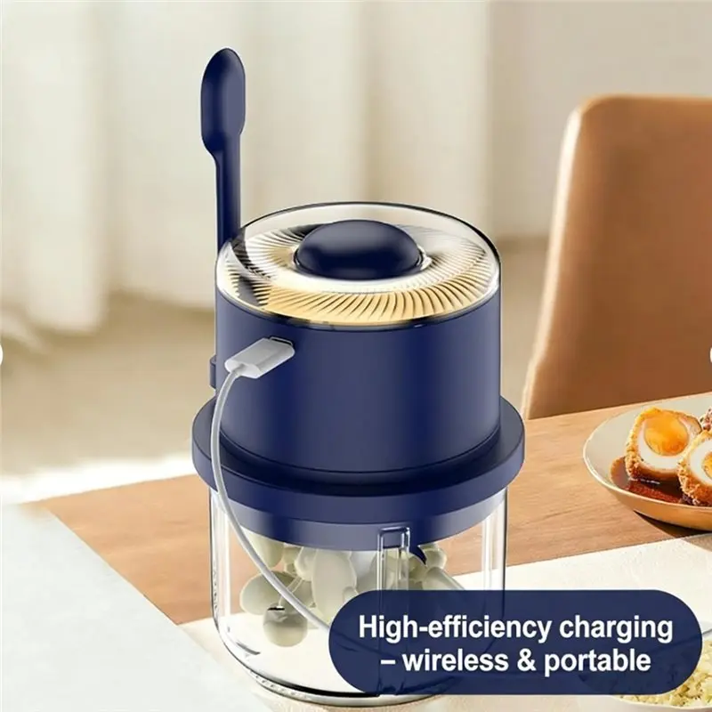 B64B-Large Glass Cup For Wireless Electric Chopper 6-Blade, Portable Food Processor For Garlic, Meat, Ginger
