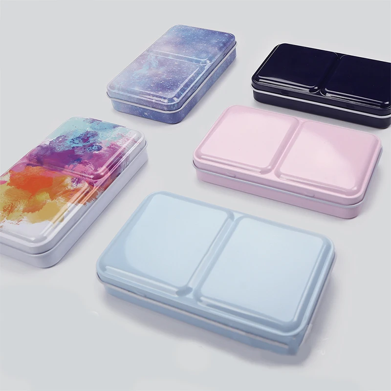 Colorful Empty Palette Case Tins Box Paint Storage Iron Box With 24 Half Pans For Watercolor Paints Painting Art Supplies New