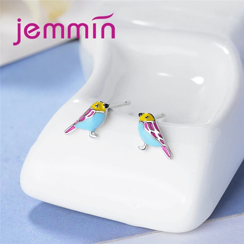 New Arrival Colorful Bird Design Women Small Stud Earrings For Sale Fashion 925 Sterling Silver Mini Style Jewelry view 4