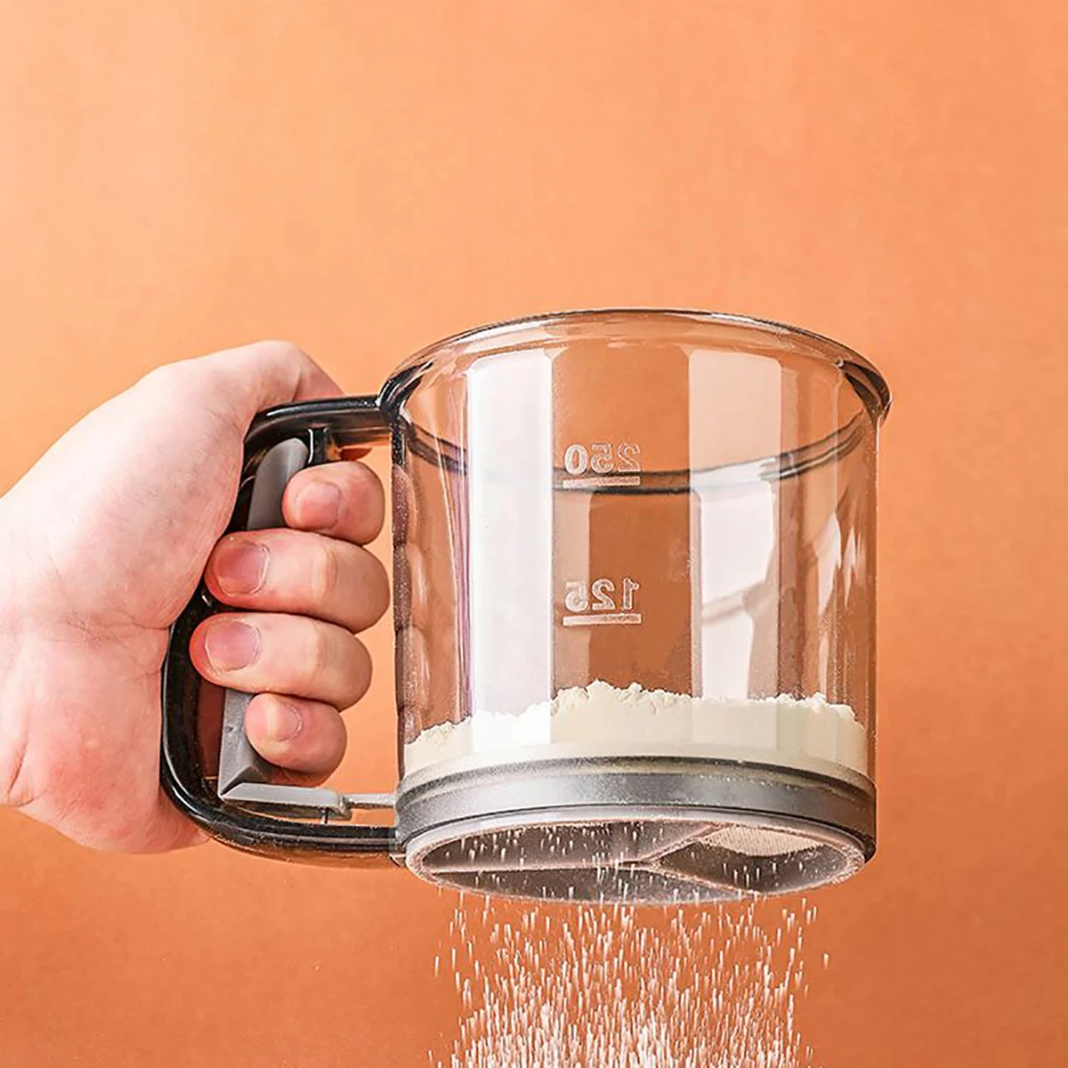 HOMEFISH Kitchen Baking Cake Flour Sieve 40 Mesh Semi-automatic Filter Sieve Flour Sieve With Capacity Scale