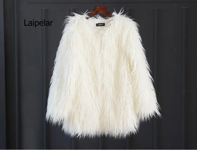 Autumn winter new Faux fur coats female pink fashionable was thin long hair wool Hairy fur coat parkas Women Top