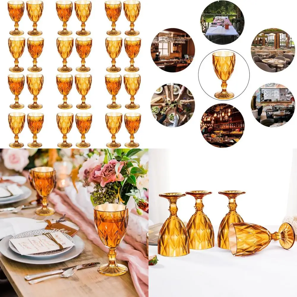 

Пластиковые многоразовые бокалы для вина в винтажном стиле, вместимость 12 унций, цветные бокалы на ножках с тиснением для небьющейся дуы