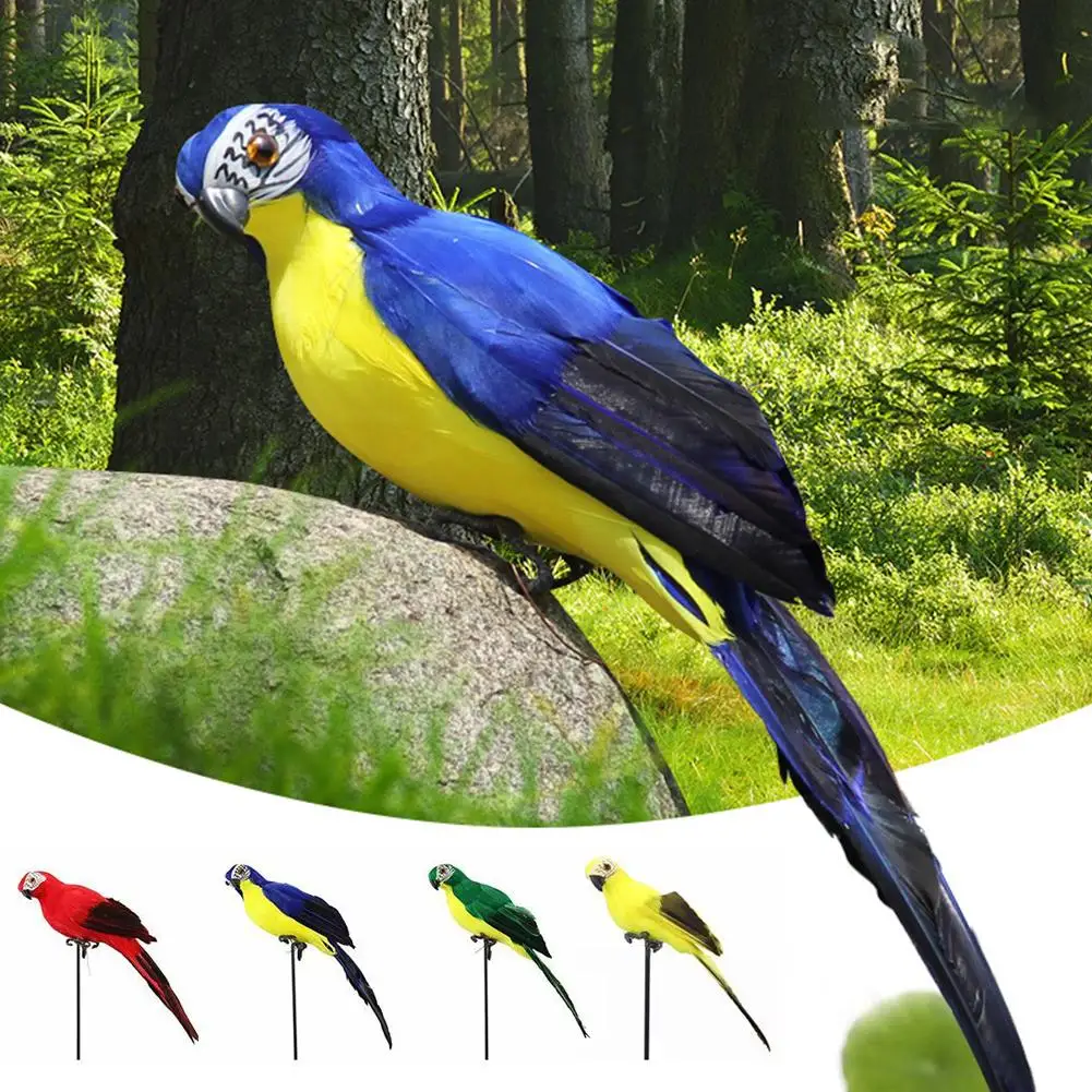 Realistic Handcrafted Parrot Birds Garden Sculpture Bird Feathered Parrot Garden Decoration Simulation Ornaments Imitation Y1P3