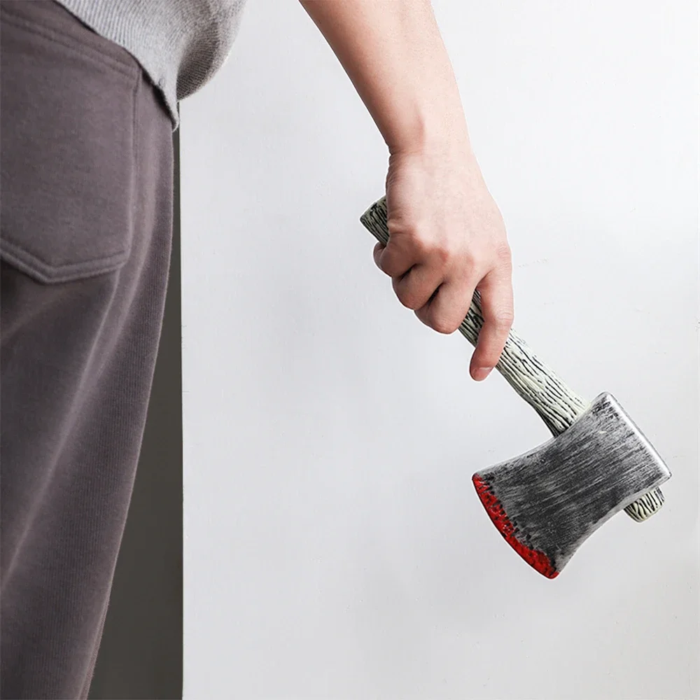 Realistic Fake Chainsaw Prop - Plastic Halloween Toy with Blood Effects, Creepy Prank Decor for Haunted House Parties