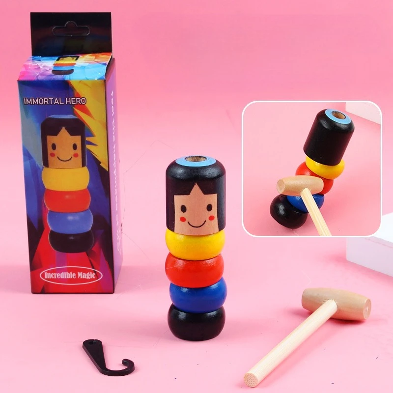 Magic Wooden Toy Unbreakable Tumbling Man Fun Performance Prop for Kids and Adults