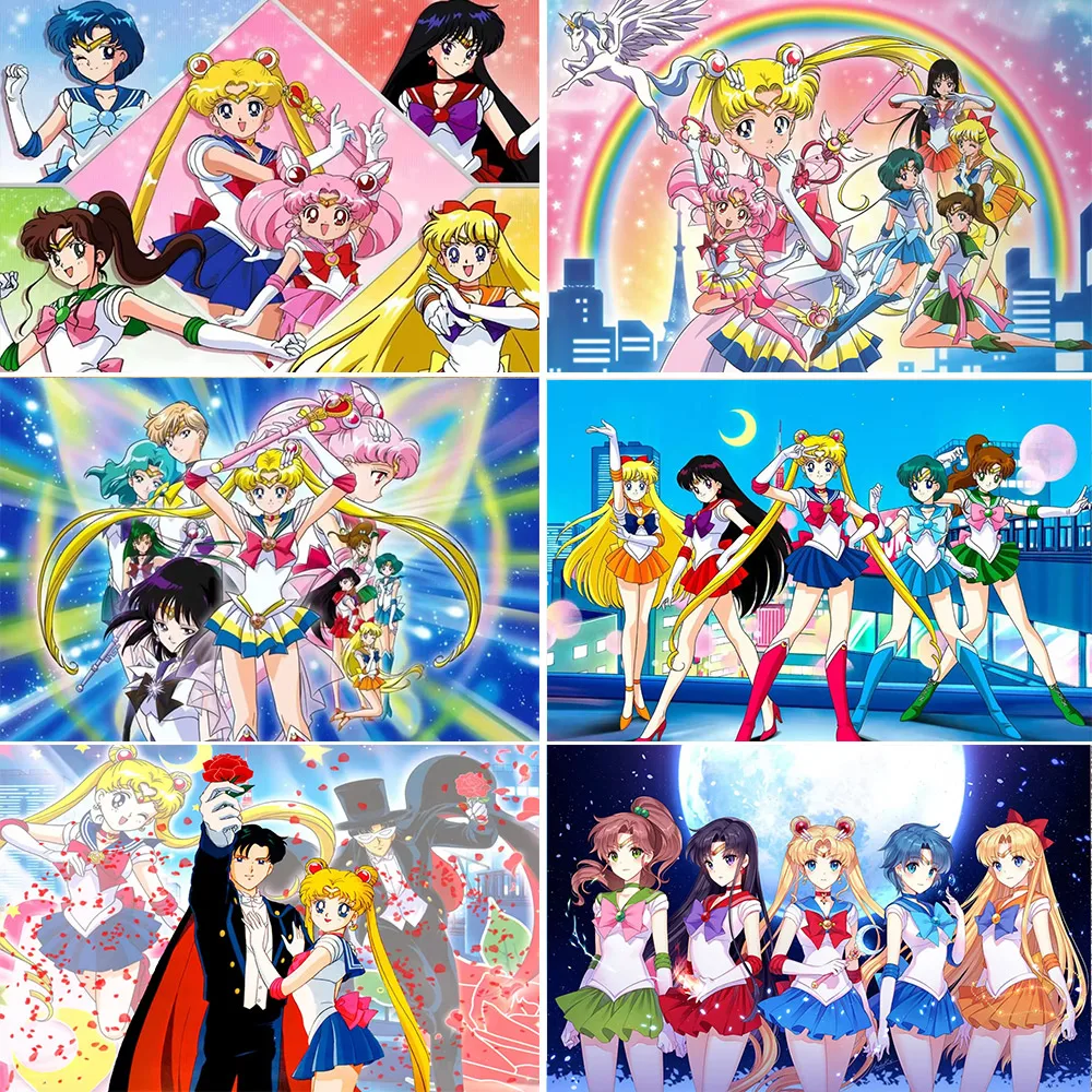 Anime Cute Sailor Moon Girl's Birthday Party Decoration Baby Shower Children Room Bedroom Wall Decoration Vinyl Background Props