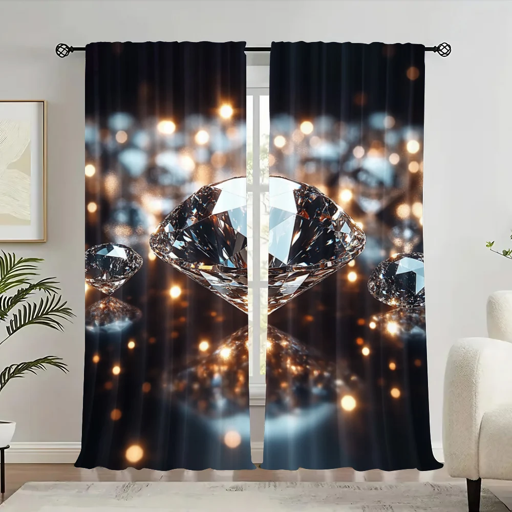 

2pc, Curtain sparkling diamonds Durable Polyester,Without Electricity Birthday Party Perfect for Holiday Portraits and