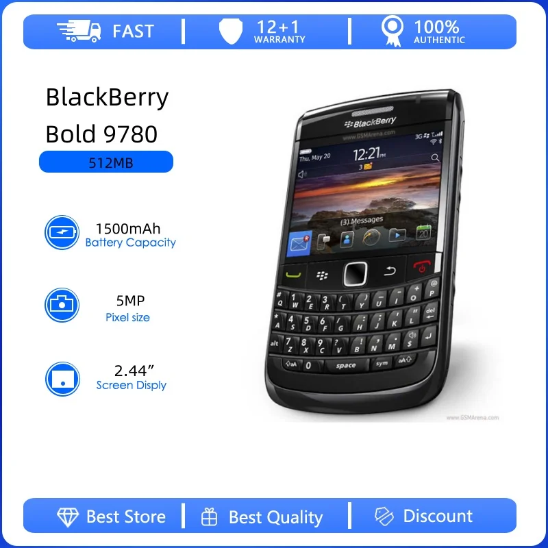Blackberry Bold 9780 Refurbished-Original unlocked phone Blackberry Bold 9780 3G WIFI GPS phone free shipping
