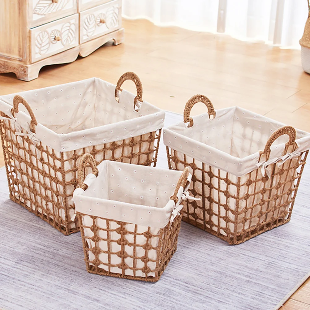 Woven Laundry Basket Portable Dirty Clothes Storage Durable Multi-Purpose Household Collapsible Baskets Organizer