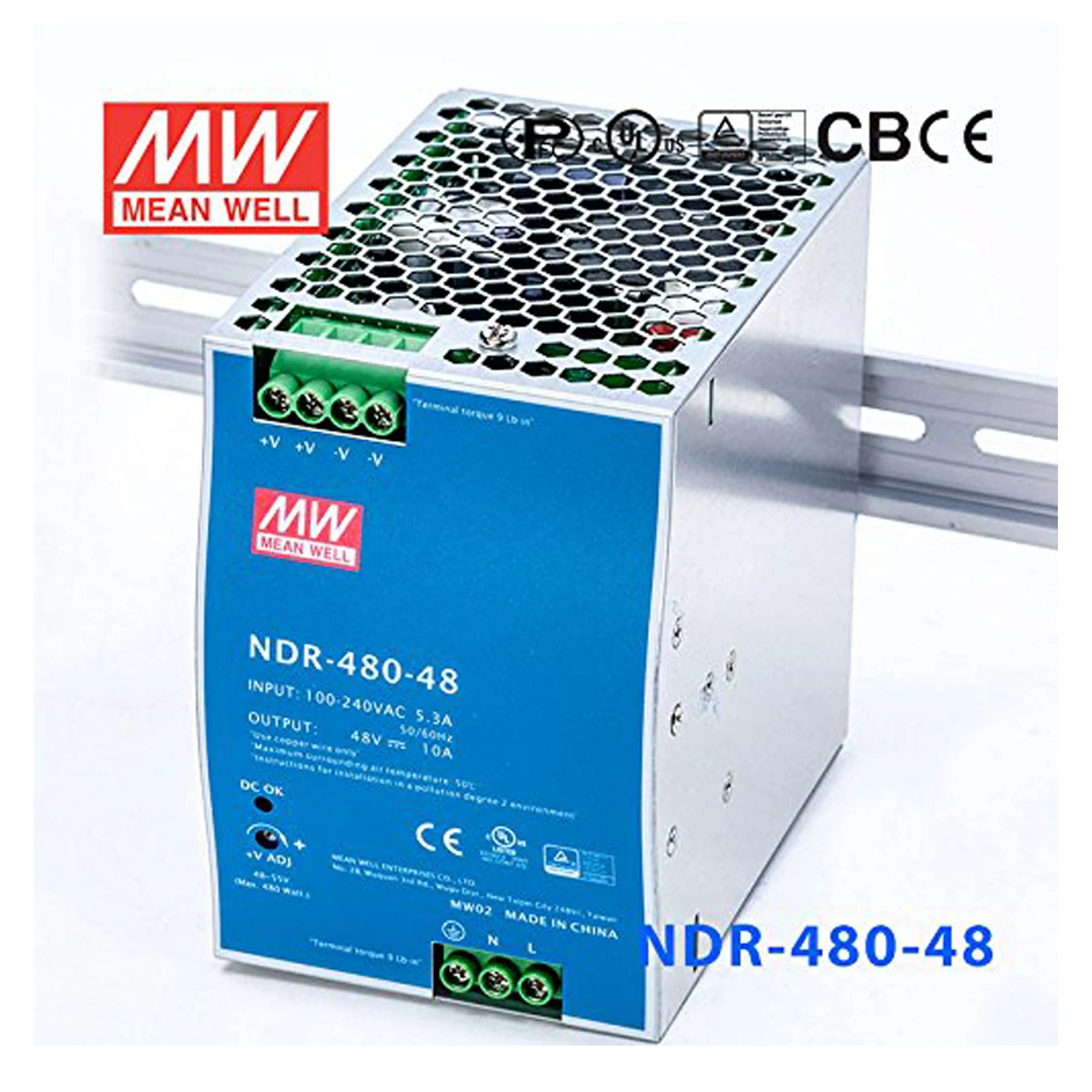 MEAN WELL 480W 48V 10A Industrial DIN RAIL Power Supply