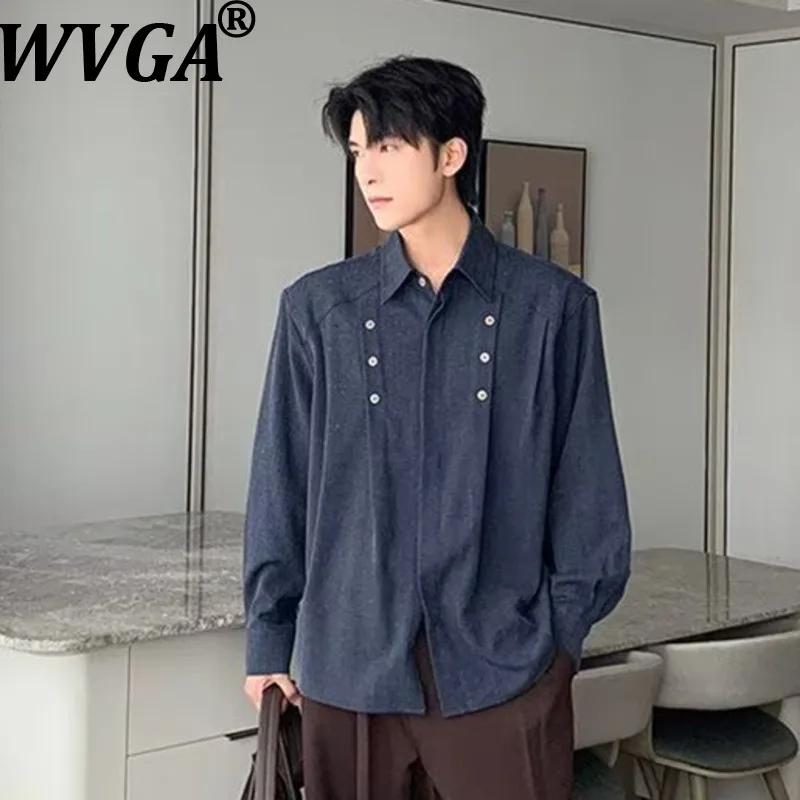 

Мужская модная рубашка с отложным воротником и длинным рукавом WVGA 2026: новинка весенней коллекции, тренд High Street, нишевый шик, повседневный топ в стиле Y2K W20525