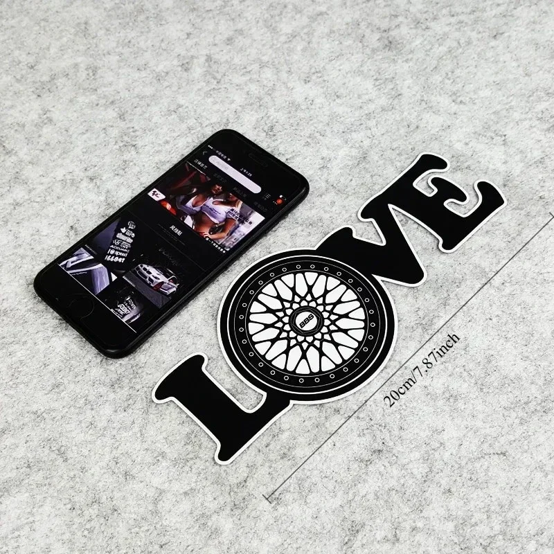 2D Flat 1Pc LOVE Wheel Pattern Vinyl Sticker, Waterproof UV Resistant, for Car Motorcycle Window Decor, Holiday Gift