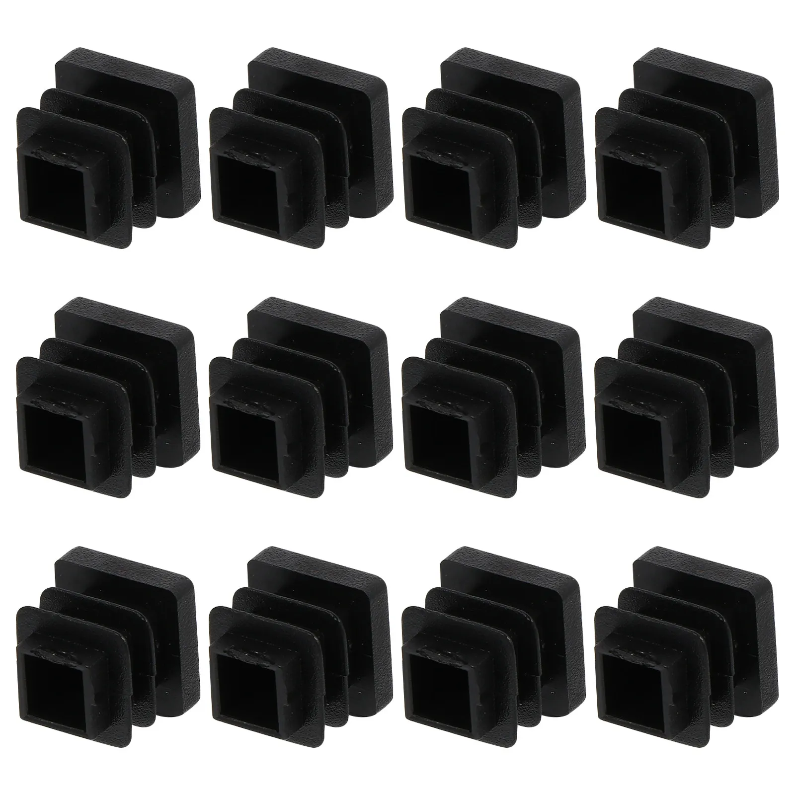 100Pcs Black Plastic Square Furniture Leg Plug Tube Blanking End Caps Chair Glide Insert Floor Noise Protection