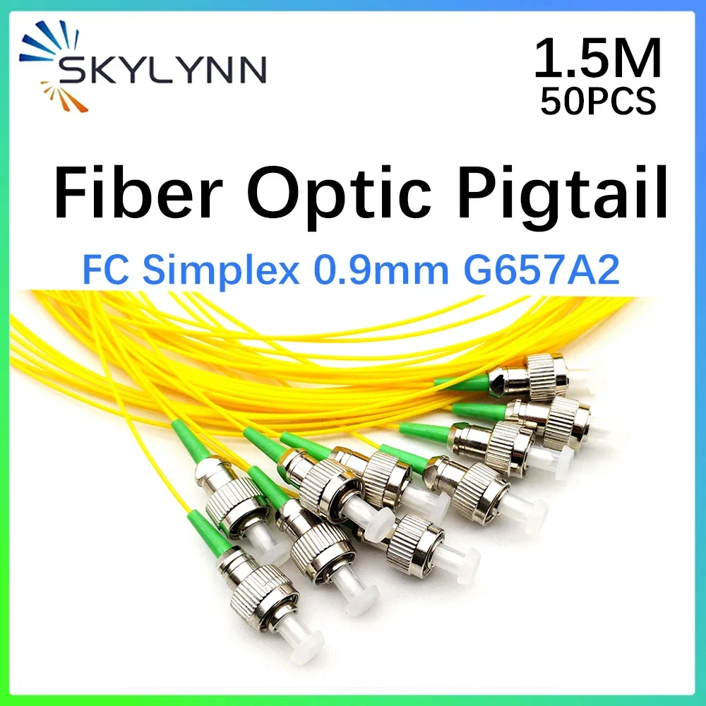 50PCS FC APC/UPC Connector Pigtail, 1.5m Singlemode FC G657A2 0.9MM LSZH Fibre Pigtail
