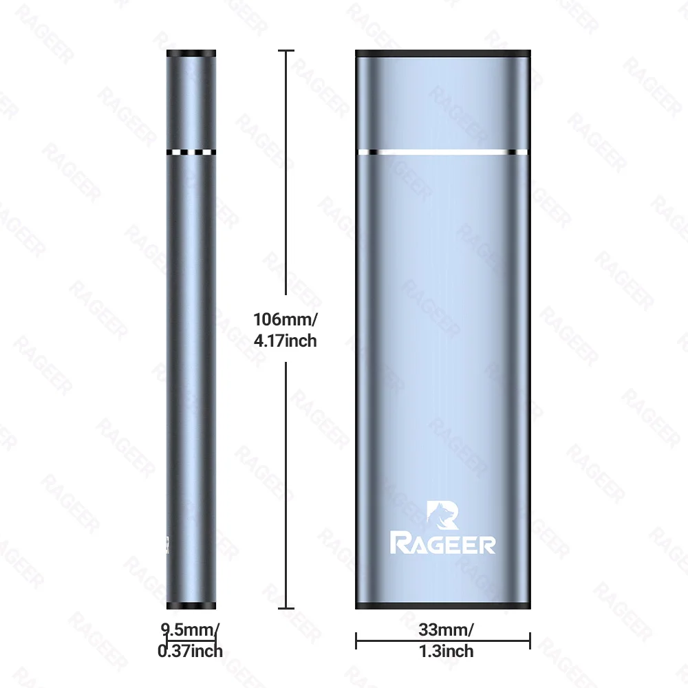 RAGEER Aluminium M.2 NVME SSD Mobiles Festplattengehäuse, USB 3.2 Gen 2 10 Gbit/s auf NVME M-Key/(B+M) Key SSD-Gehäuse, Push-Pull