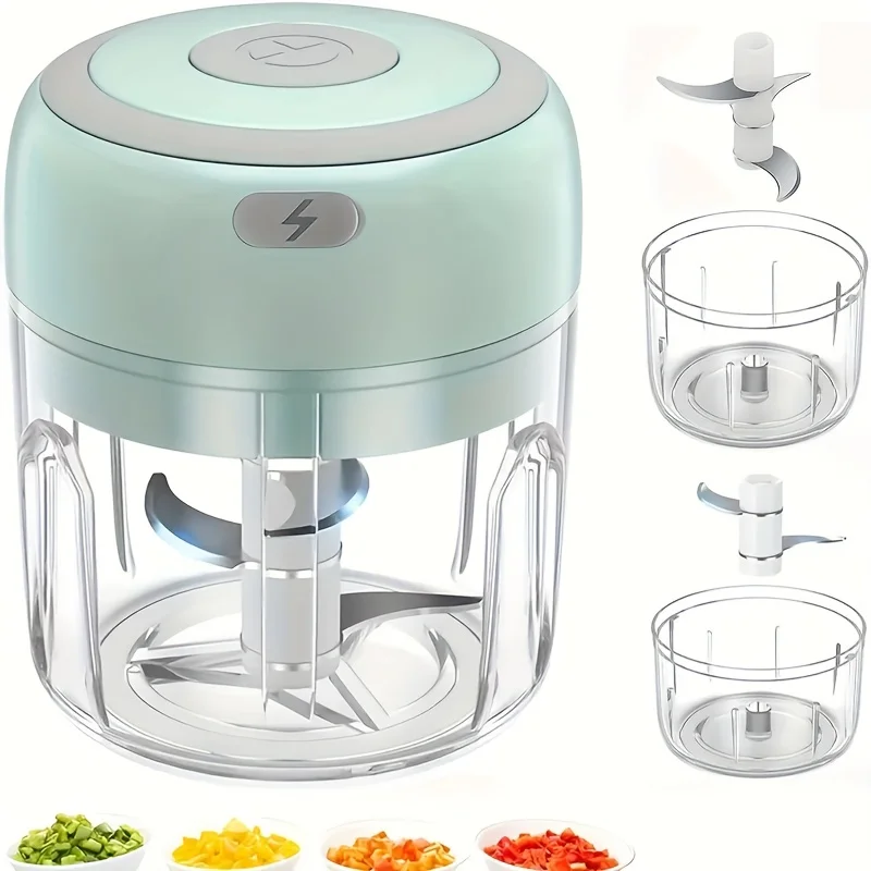 Picadora eléctrica de alta velocidad, recargable por USB, eficiente, multiuso, picadora de carne y verduras, perfecta para cocineros domésticos, 250ml