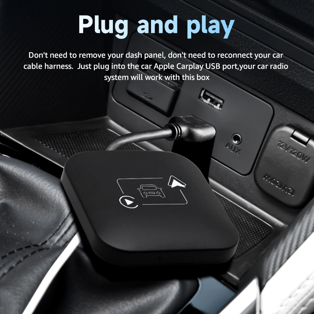 Mini caja carplay inalámbrica y Android Auto con cable a adaptador de caja inalámbrica Mini Carplay y caja automática con cable a inalámbrico