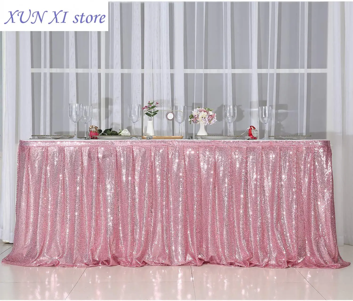 New Sequin Table Skirt Tables Flash Cloth Birthday Party Decor Wedding Festival Event Rectangle Glitter Table Skirts Decoration