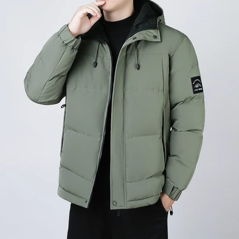 Winter Cotton-padded Men Fashion Hooded Youth Leisure Sports Thick Down Padded Jacket Warm Cotton-padded Daily Casual Trend Coat