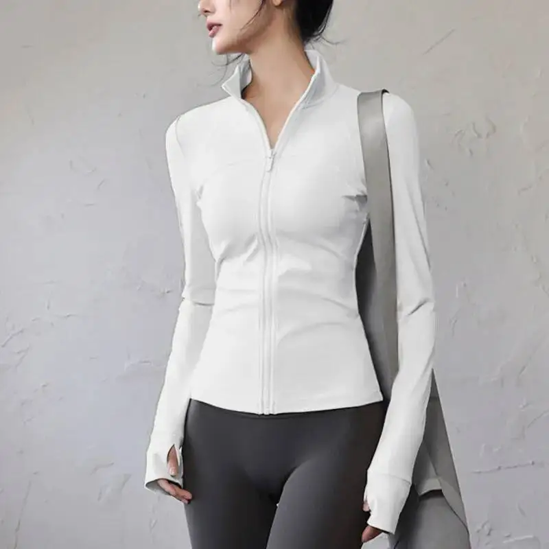 HKSH Women Sporty Yoga Clothes Sunproof Quick-Dry Fitness Wear Long Sleeves Solid Color Zipper Trend Coat New Spring 2026 HK8327