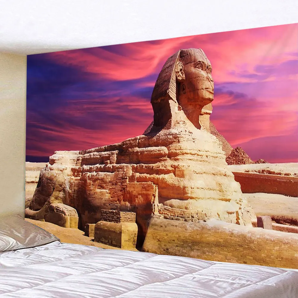 Egyptian Pyramid Landscape Tapestry Egypt Landmark Wall Hanging Cloth Tapestries Vintage Sphinx Wall Blanket Home Bedroom Decor