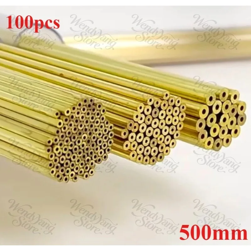 100pcs 500mm  brass tube,Drill pipe,Drill tube,electrode pipe,OD0.3-1.5mm single hole Drill electrical discharge Tube