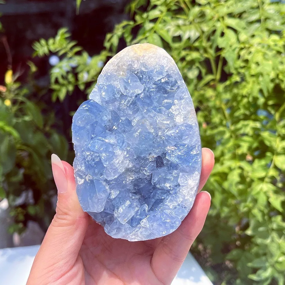 Natural Celestite Geode Sky Blue Crystal Cluster Perfect for Home Decor and Unique Valentine'S Day Gift Office Decor