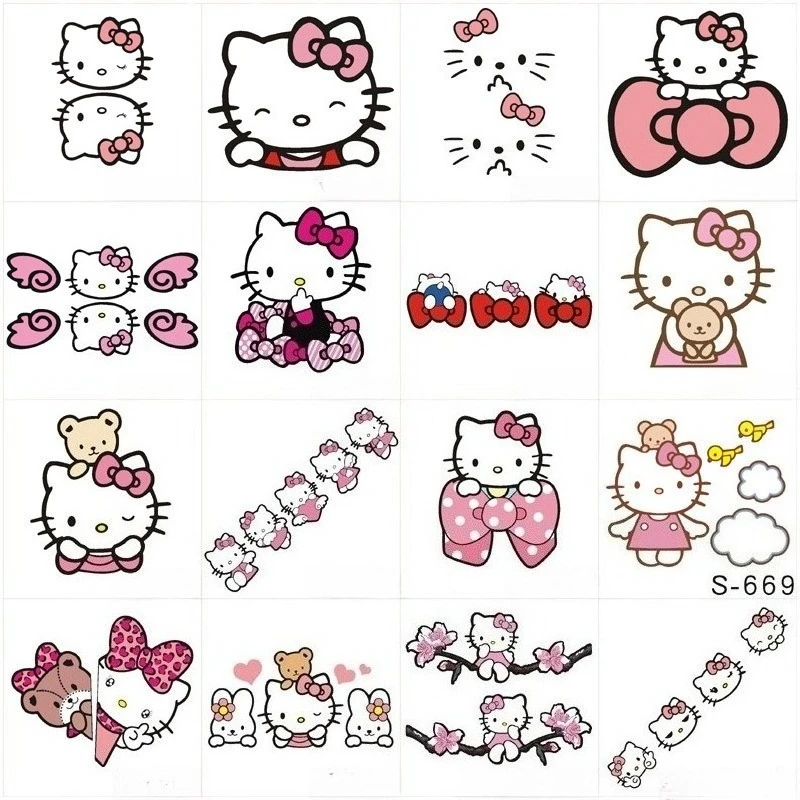 

Kawaii Hello Kitty Stickers Cute Cartoon Toys Hundred Ride Rear Window Glass Stickers Desktop Accessories Student Gift Wholesale