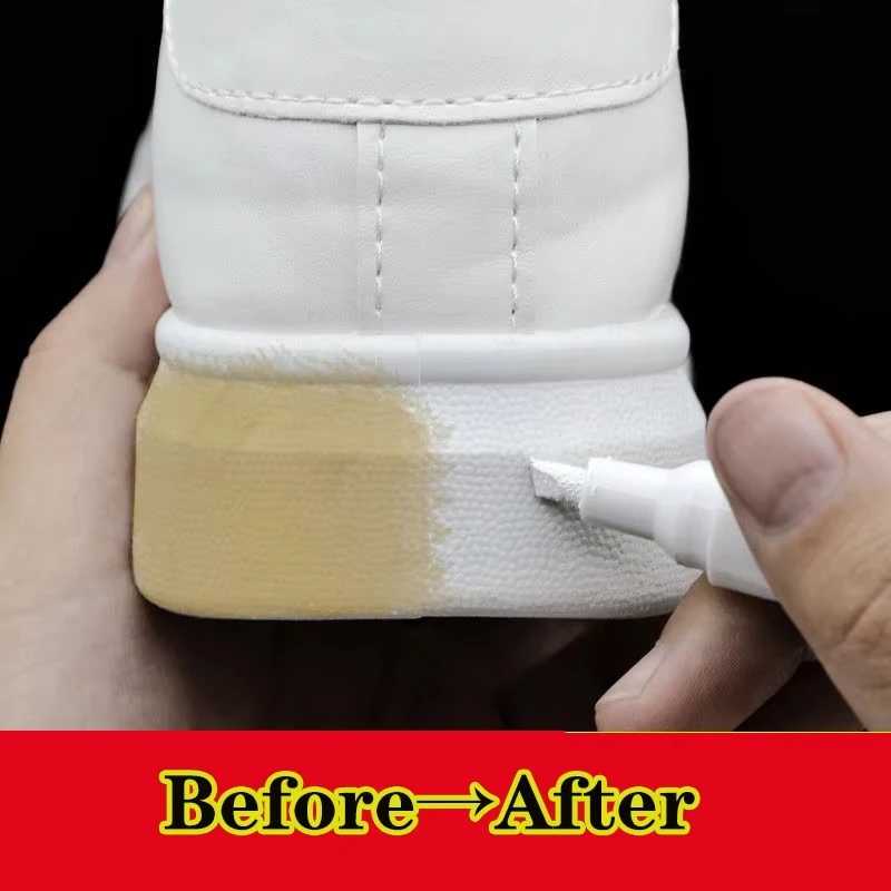 Bolígrafo blanqueador de zapatos, herramienta de reparación antioxidante, elimina las manchas amarillas para zapatillas de cuero blancas y negras