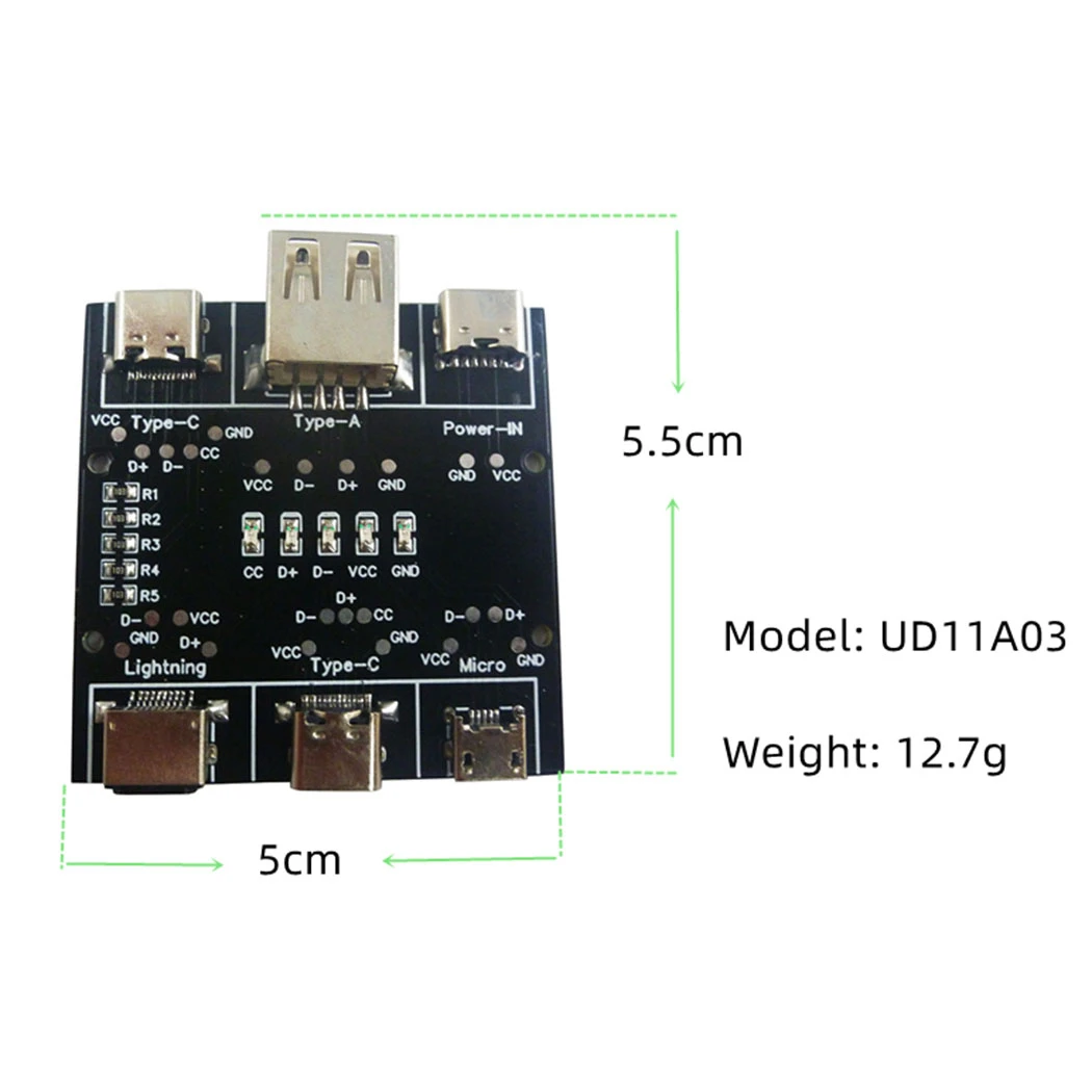 Multifunction USB Cable Tester USB A to Type-C Micro Short Circuit on off Data Cable Test Tool UD11A03 DC 5V 10-20MA