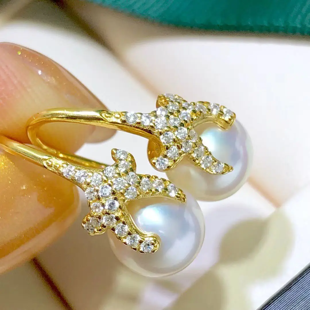 

Оптовая продажа, серьги из стерлингового серебра S925, фурнитура для крепления, базовые монтажные детали, аксессуар для жемчуга 7-8 мм, 5 пар/лот