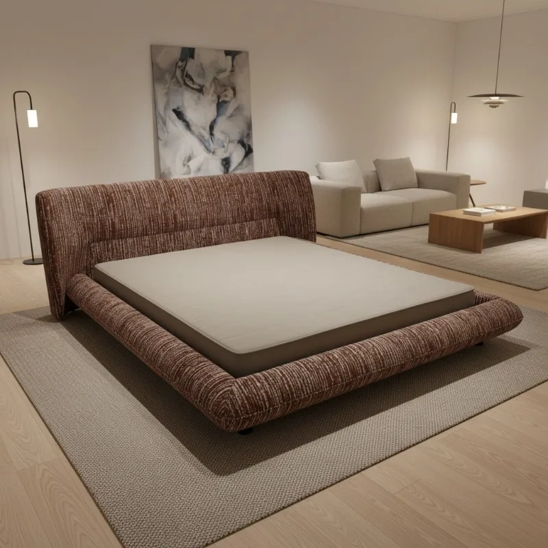 Smart Chenille Storage Bed With Revolving Feature Assembled Modern King Size Solid Wood Frame For Hotel Use 10 Year Warranty
